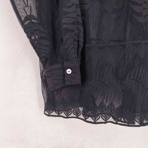 ザラ ZARA ボタニカルシースルーシャツ レディース import:S