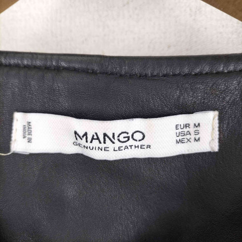 マンゴ MANGO シープレザー ノーカラーレザージャケット シングルライダース レディース JPN:M