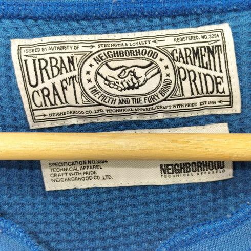 ネイバーフッド NEIGHBORHOOD ロゴ刺繍 サーマルカットソー ワッフル ヘンリーネック レディース M
