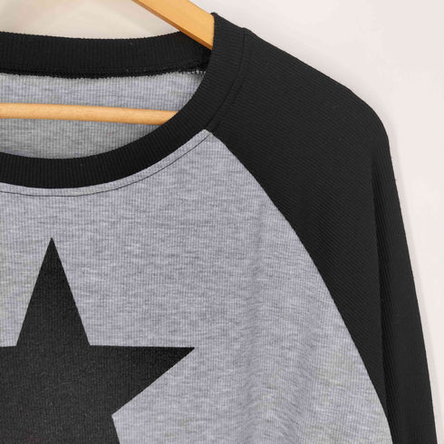 ROMWE スタープリント ストレッチ ラグランTシャツ メンズ import:L
