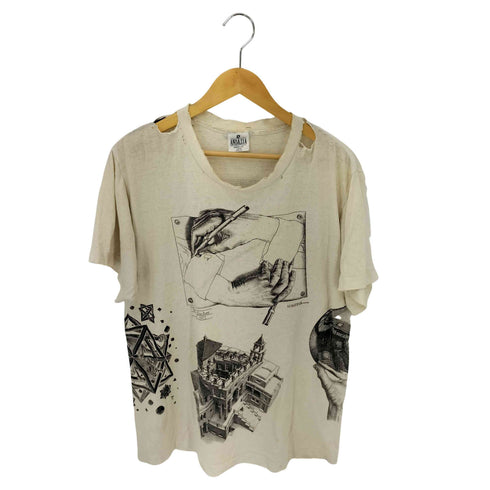 ANDAZIA 90S © M.C ESCHER HEIRS コピーライト入り エッシャー 両面プリント S/S Tシャツ メンズ JPN:L