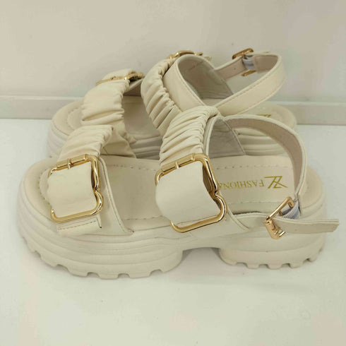 fashion レースアップバックルサンダル 厚底 レディース JPN:37