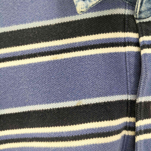 ポロバイラルフローレン Polo by RALPH LAUREN ポニー刺繍 襟デニム ボーダーポロシャツ メンズ import:M