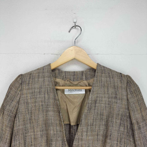 マックスマーラ MAX MARA 白タグ リネンシルクノーカラージャケット LINEN SILK レディース JPN:42
