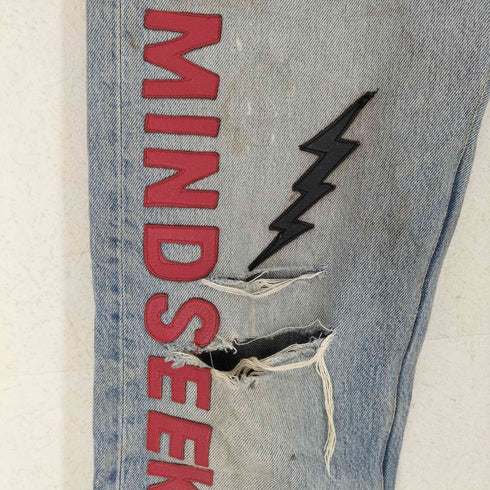 MINISEEKER ボタンフライ リメイクダメージデニムパンツ メンズ