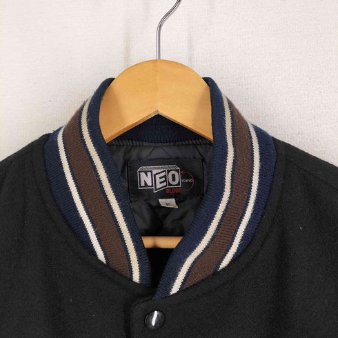 NEO BLOOD TOKYO 90S 刺繍ロゴ レザー切替 ワッペン スタジャン メンズ FREE