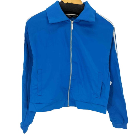 ザラ ZARA SATIN EFFECT JACKET WITH SIDE STRIPE サテンジップブルゾン レディース JPN:S