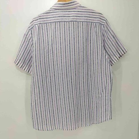 ランバンコレクション LANVIN COLLECTION コットン100% ストライプ 半袖シャツ メンズ 52