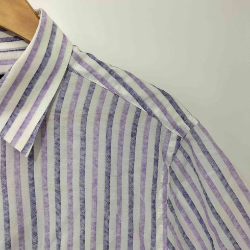 ランバンコレクション LANVIN COLLECTION コットン100% ストライプ 半袖シャツ メンズ 52