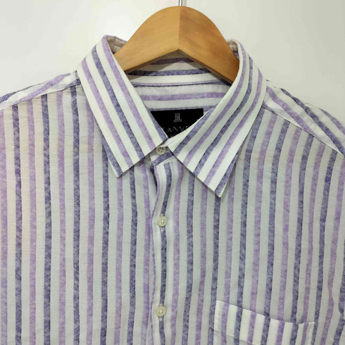 ランバンコレクション LANVIN COLLECTION コットン100% ストライプ 半袖シャツ メンズ 52
