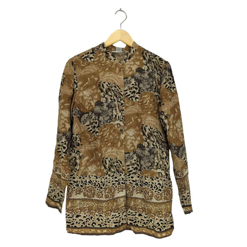 アンナアンドフランク anna and frank 総柄 シルクノーカラーL/S シャツ レディース JPN:M