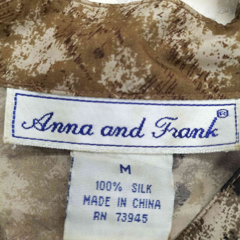 アンナアンドフランク anna and frank 総柄 シルクノーカラーL/S シャツ レディース JPN:M
