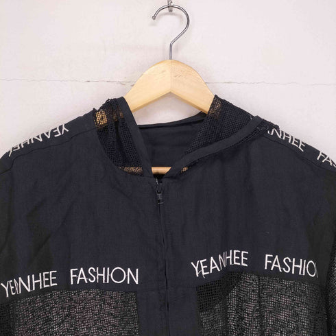 YEONHEE FASHION ロゴ刺繍メッシュジップパーカー メンズ
