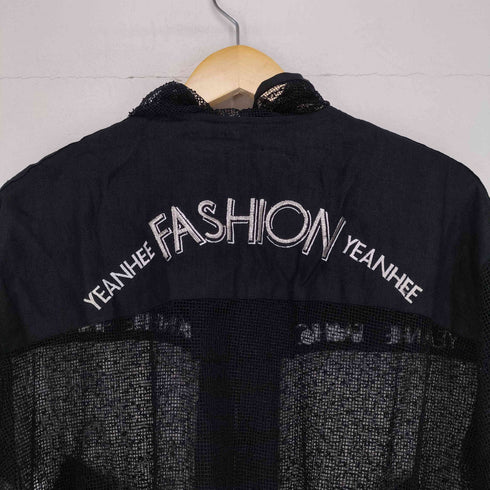 YEONHEE FASHION ロゴ刺繍メッシュジップパーカー メンズ