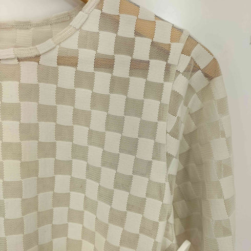 レイビームス Ray BEAMS チェッカー チュール ロングスリーブTシャツ レディース