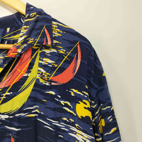 ポロラルフローレン POLO RALPH LAUREN 90s 総柄 ヨット アロハシャツ オープンカラーシャツ メンズ XL