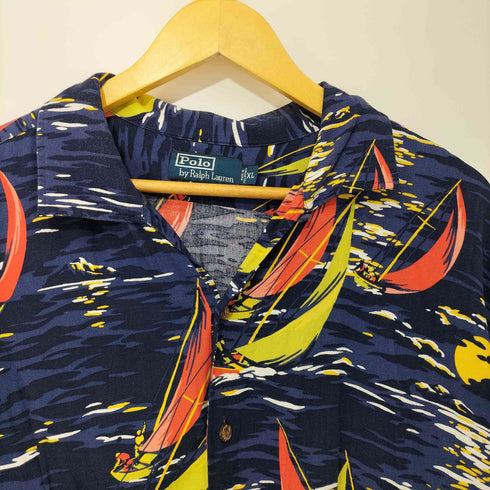 ポロラルフローレン POLO RALPH LAUREN 90s 総柄 ヨット アロハシャツ オープンカラーシャツ メンズ XL