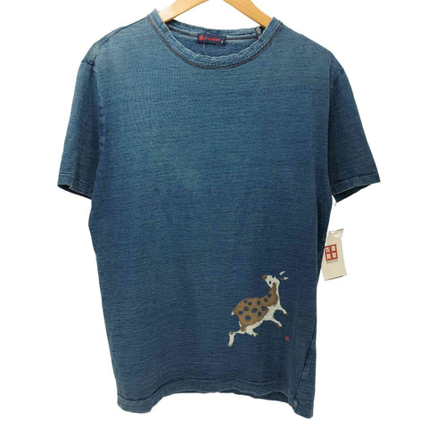 アールバイフォーティーファイブアールピーエム R by 45rpm 藍染 インディゴ 前面プリント 鹿 クルーネック Tシャツ メンズ JPN:3