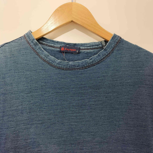 アールバイフォーティーファイブアールピーエム R by 45rpm 藍染 インディゴ 前面プリント 鹿 クルーネック Tシャツ メンズ JPN:3
