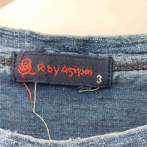アールバイフォーティーファイブアールピーエム R by 45rpm 藍染 インディゴ 前面プリント 鹿 クルーネック Tシャツ メンズ JPN:3