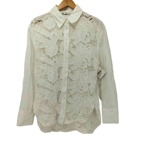 ザラ ZARA レース切替 ロングスリーブシャツ レディース JPN:XS