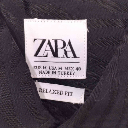ザラ ZARA 総柄 サテン地 ロングスリーブシャツ レディース import:M