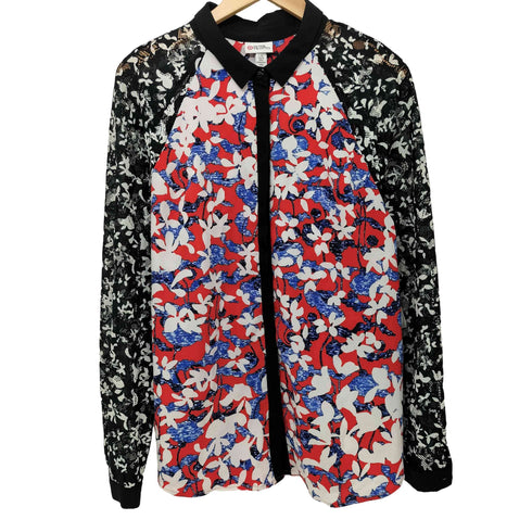 PETER PILOTTO 花柄 袖レース切替 ラグラン フライフロント ロングスリーブシャツ レディース import:L