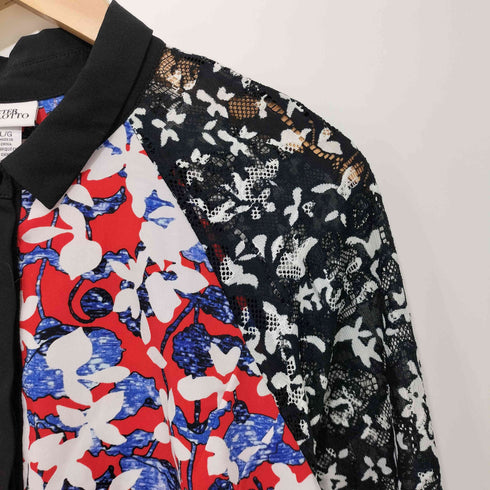 PETER PILOTTO 花柄 袖レース切替 ラグラン フライフロント ロングスリーブシャツ レディース import:L