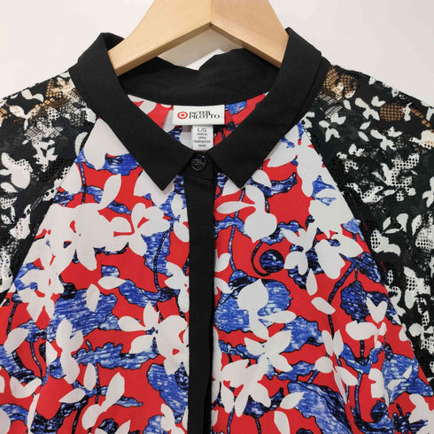 PETER PILOTTO 花柄 袖レース切替 ラグラン フライフロント ロングスリーブシャツ レディース import:L