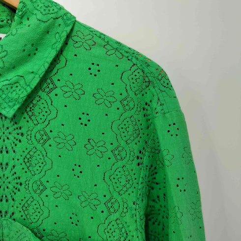 ザラ ZARA フラワーモチーフ シェルボタン レースシャツジャケット レディース import:XS