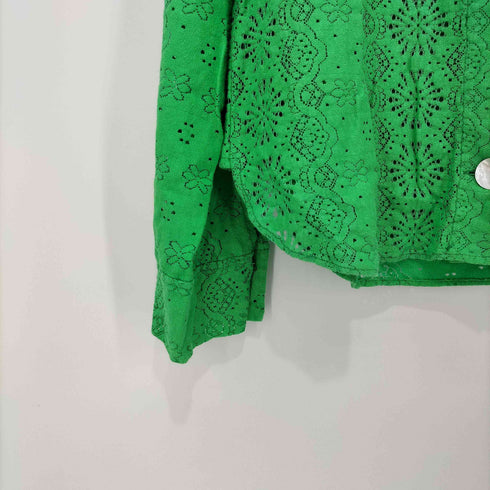 ザラ ZARA フラワーモチーフ シェルボタン レースシャツジャケット レディース import:XS