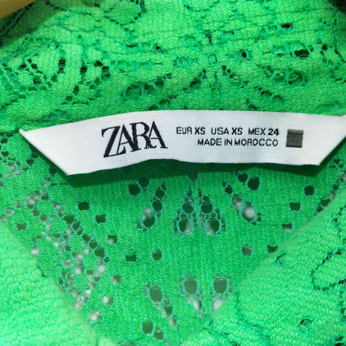 ザラ ZARA フラワーモチーフ シェルボタン レースシャツジャケット レディース import:XS
