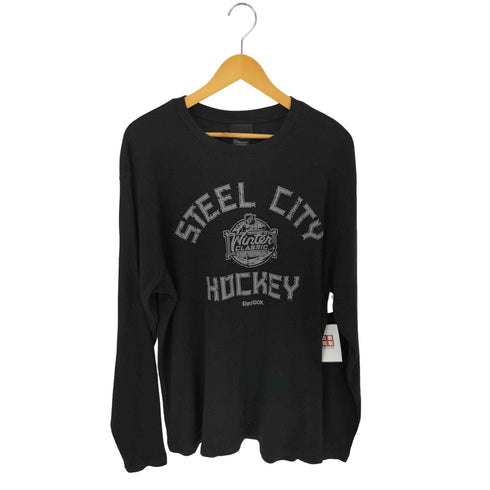 リーボック Reebok STEEL CITY HOCKEY フロントプリントサーマルカットソー メンズ import:XL
