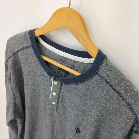 ユーエスポロアッスン U.S.POLO ASSN ドット柄 ヘンリーネック L/S シャツ メンズ import:XL