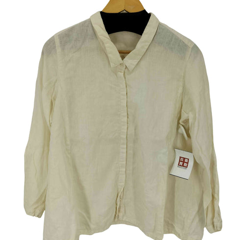 ネストローブ nest Robe リネン100% プレーン長袖シャツ チビ襟 レディース