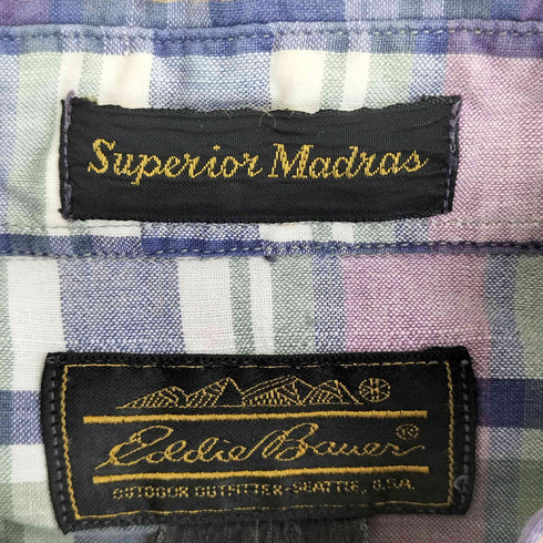 エディーバウアー Eddie Bauer 黒タグ Superior Madras マドラスチェック 半袖シャツ メンズ import:M
