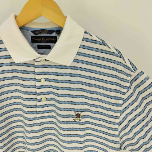 トミーヒルフィガー TOMMY HILFIGER COMFORT DRY ゴルフ エンブレム 刺繍 ボーダー S/S ポロシャツ メンズ import:M
