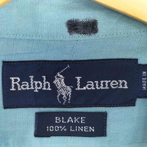 ラルフローレン RALPH LAUREN BLAKE リネン100 ボタンダウン シャツ メンズ import:L