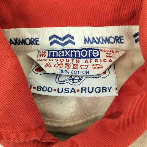 MAXMORE Rugby & Soccer ALUMNI 1995 エンブレム刺繍 ラガーシャツ ネコ目ボタン メンズ