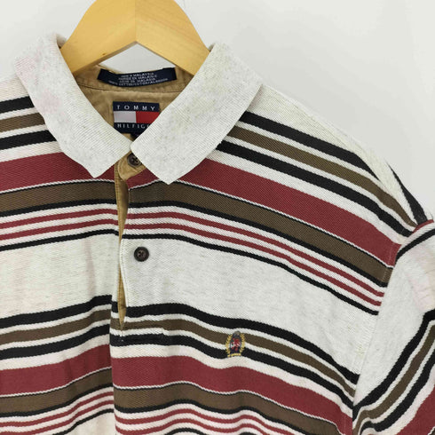 トミーヒルフィガー TOMMY HILFIGER エンブレム刺繍 ボーダー ポロシャツ メンズ import:L