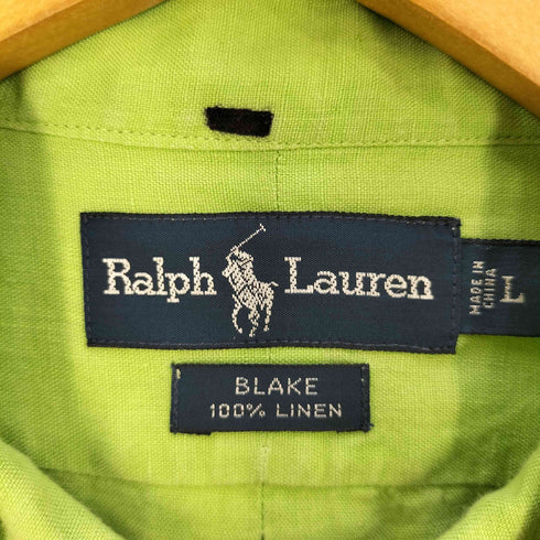ラルフローレン RALPH LAUREN BLAKE リネン100 ボタンダウン シャツ メンズ import:L