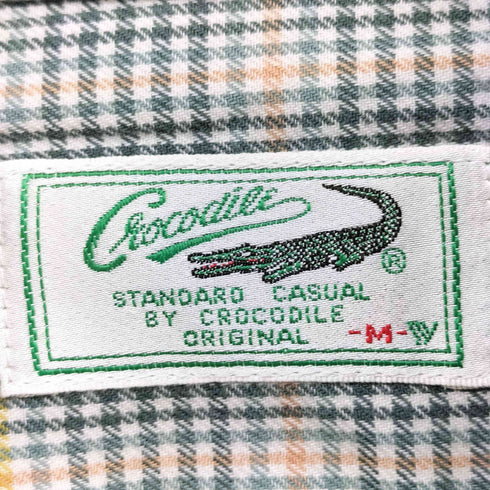 クロコダイル crocodile 鹿の子刺繍 チェック 長袖 ボタンダウン シャツ メンズ JPN:M