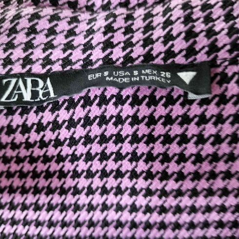 ザラ ZARA スキッパートップス 千鳥格子 クロップド レディース import:S