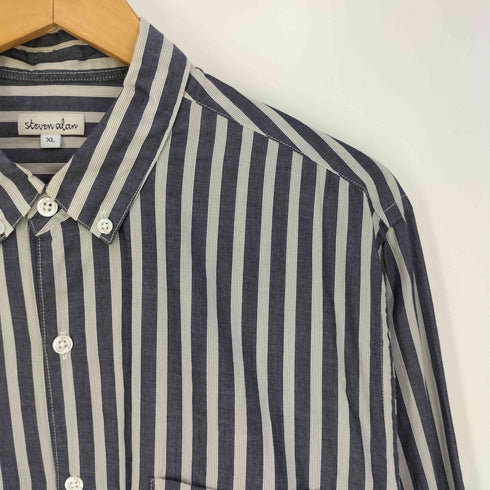 スティーブンアラン Steven Alan 80/1 TWL STRIPE SHIRT SINGLE NEEDLE-2 ストライプシャツ メンズ JPN:XL