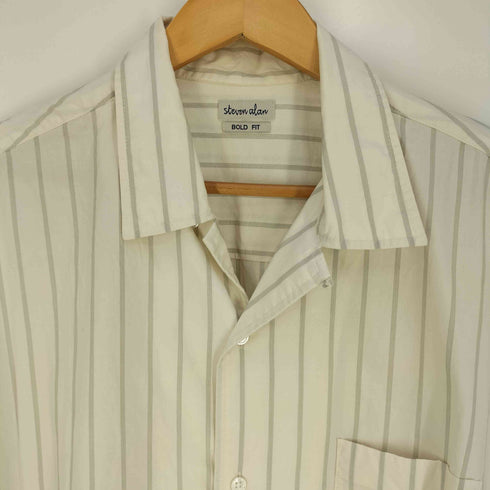 スティーブンアラン Steven Alan BUTTER OPEN COLLAR SHORT SLEEVE SHIRT-BOLD ストライプシャツ メンズ JPN:XL
