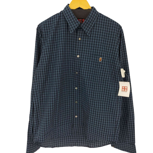 アベイシングエイプ A BATHING APE 00S ユニオンジャックタグ スモールエイプロゴ チェックシャツ メンズ JPN:L