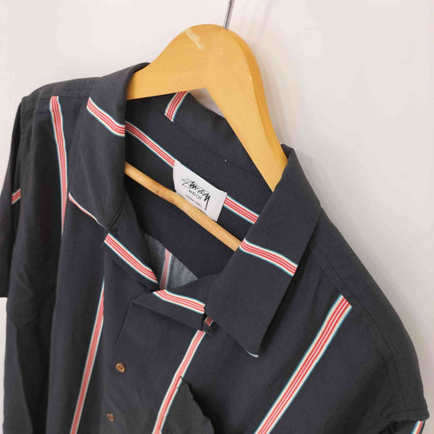 ステューシー Stussy WEAR レーヨンストライプオープンカラーシャツ メンズ import:L