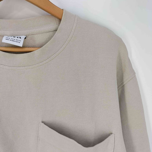 ザラ ZARA クルーネック ポケットカットソー メンズ import:M