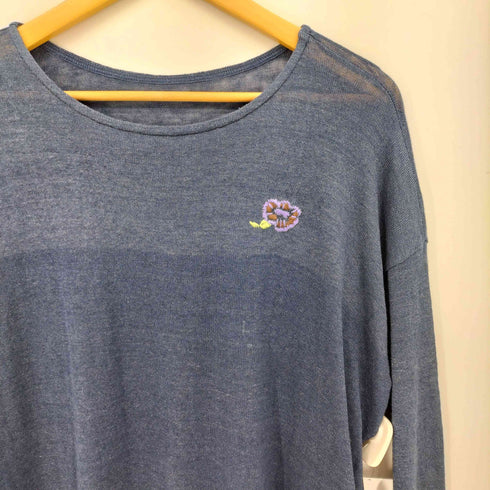 フォーティーファイブアール 45α 花刺繍 半袖ワンピース インディゴ レディース JPN:0
