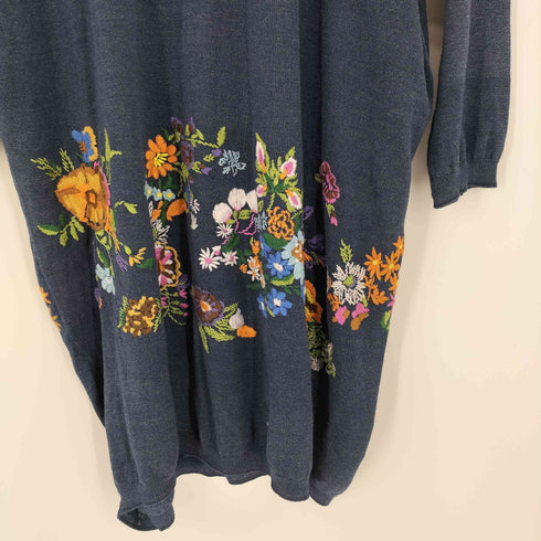 フォーティーファイブアール 45α 花刺繍 半袖ワンピース インディゴ レディース JPN:0